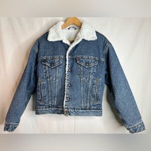 Levi's Vintage 1993 Blue Denim Sherpa Lined Trucker Jacket Size Small